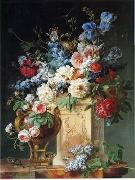 unknow artist, Floral, beautiful classical still life of flowers.044